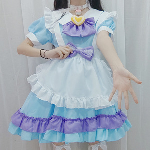 Vestido Lolita de Sirvienta Tallas Grandes S-4XL Rosa Blanco con Lazo Cintura Imperio Línea A Tela Tafetán Vestido de Mujer - Product Image 3