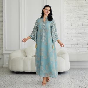 عباية نسائية أنيقة بمقاسات كبيرة، تصميم جديد طويل مطرز بالترتر، روب لخريف وصيف، مستوحى من الطراز الأوروبي الأمريكي بتصميم عربي عبر الحدود - Product Image 3