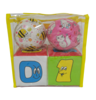 Ensemble de 4 dés et balles en peluche de coton doux de 10 cm, jouet éducatif en forme d'animaux pour enfants de 2 à 4 ans et de 5 à 7 ans, jeu de maternelle