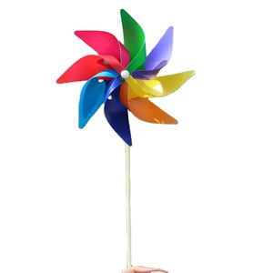16cm acht blättrige achtfarbige Plastikspielzeug-Windmühle für Kinder Garten-Patio-Dekorations windmühle im Freien - Product Image 2