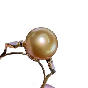 Anillo Versátil de Perla Natural Dorada, Plata Pura, Estilo Occidental, 11-10, Redondo, Ligeramente Imperfecto, Hermoso - Product Image 5