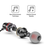 Headset Wired Universal 3.5mm In-Ear dengan MIC & Kontrol Line Tuning Tipe-C Cincin Merah & Biru Kompatibel Ponsel - Grosir