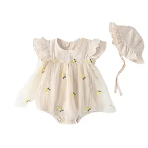 Örgü bebek kız onesie rahat bebek elbiseleri 0-12 ay parti aile