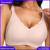Soutien-gorge sans armatures en coton/nylon respirant, effet gelée, grande taille, sans couture, à couvrance totale, personnalisable, pour toutes les saisons, idéal pour l'export.
