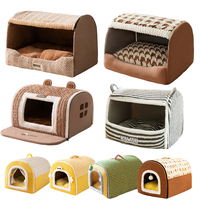 Maison d'été pliable pour animaux de compagnie, canapé-lit amovible et lavable pour chiens extra petits et chats de petite et moyenne taille (boîte)