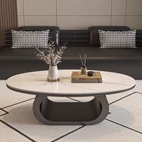 Ovaler Gesinterter Stein-Couchtisch, Moderner Luxus-Tisch für Kleine Wohnzimmer, Apartments und Wohnräume