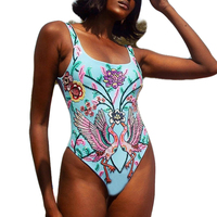 Pakaian renang wanita Bikini Brasil pinggang tinggi bentuk U belakang Set Bikini gaya seks ukuran besar pakaian pantai kustom 3D bordir depan