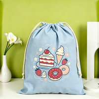 Sac à cordon personnalisé en toile avec poignée, grand format, motif dessin animé, réutilisable pour le rangement quotidien et l'emballage cadeau