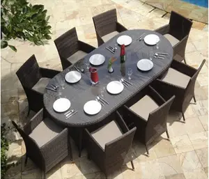 Garden luxus 8 sitzer Ellipse teak holz esstisch im freien verwendet hotel restaurant esszimmer tische möbel