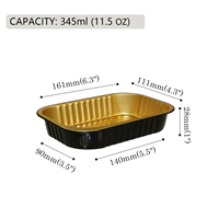 Barquettes de cuisson en aluminium noir et or écologiques à paroi lisse, forme rectangulaire, barquettes en aluminium avec couvercles