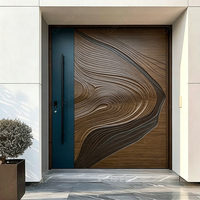Pintu Masuk Aluminium Cor Modern Mewah Tahan Air dengan Tekstur Visual 3D Anti-Korosi untuk Eksterior Villa dengan Fitur Anti-Maling