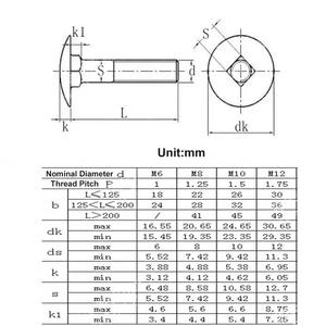 SDPSI DCT DIN603 M6 M8 <strong>M10</strong> 316 Stainless Steel A4-70 Plain Finish Truss Round Head Carriage Screw <strong>Coach</strong> <strong>Bolt</strong> - Product Image 4