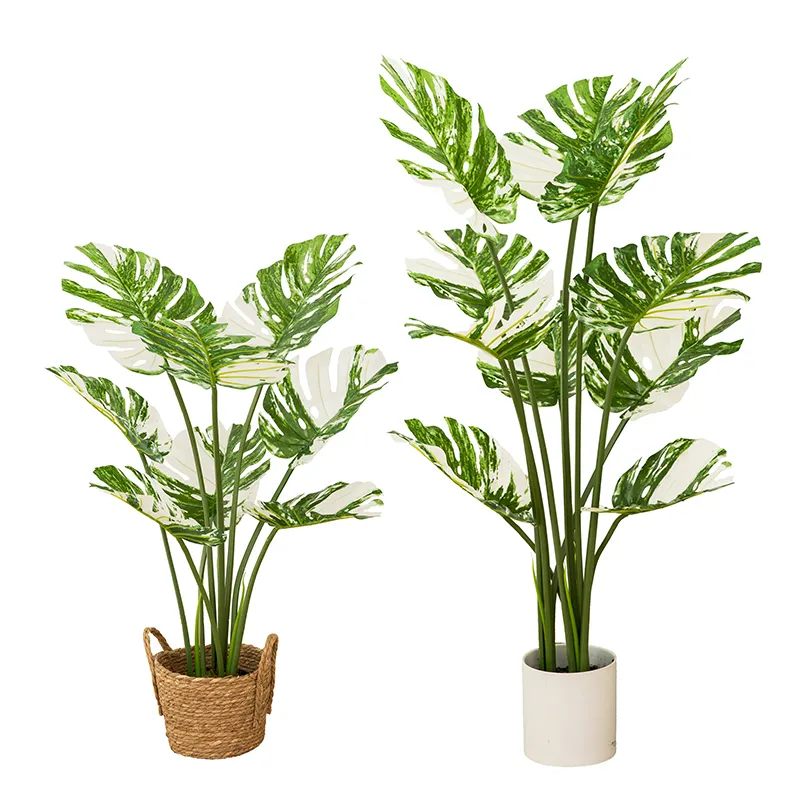 Usine bon marché vente chaude plantes artificielles Monstera grande feuille verte arbre artificiel d'extérieur