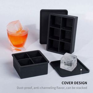 Silicone 6 Compartment <b>Ice</b> Cube Tray OEM ODM Freezer <b>Ice</b> Cube Moulds with Silicone Lid Whiskey <b>Ice</b> <b>Maker</b> - Product Image 5