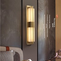 Lampe murale LED en acier inoxydable et marbre de style chinois moderne pour salon, fond de télévision, chambre à coucher, couloir - Design haut de gamme
