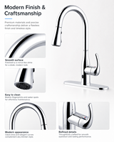 Robinet de cuisine intelligent à double capteur, mitigeur de lavabo automatique sans contact avec bec en acier inoxydable