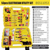 Ensemble d'outils d'électricien professionnel de 53 pièces avec multimètre et fer à souder pour la réparation à domicile et le bricolage