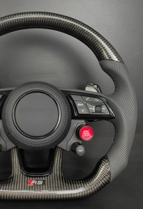 Volante de Fibra de Carbono para Auto con Botón de Encendido/Apagado y Selector de Marchas para <span class=keywords><strong>Audi</strong></span> A4/A6/Q5, Personalizado con Cuero Perforado - Product Image 6