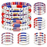 Lot de bracelets perlés en gros, nouvelle collection, pour le 250e anniversaire de la Déclaration d'indépendance américaine, motif drapeau de surf, ensemble de décoration