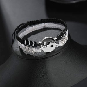 Braccialetto dell'Amicizia <span class=keywords><strong>Ying</strong></span> <span class=keywords><strong>Yang</strong></span> per Migliori Amici, Coppia, Regolabile, Intrecciato, Lungo, per Donne - Product Image 2