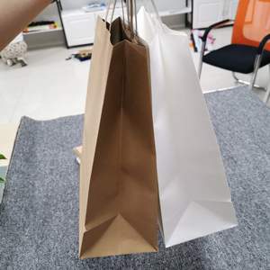 <span class=keywords><strong>Sac</strong></span> en <span class=keywords><strong>papier</strong></span> Kraft blanc avec Logo personnalisé, 50 unités, Shopping artisanal bon marché - Product Image 2