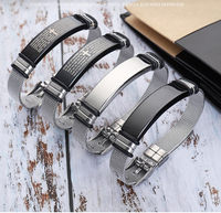 Gelang ID Baja Tahan Karat 316L yang Dapat Diukir, Tali Milanese Mesh, Pelat Doa Bapa Kami Kosong, Gesper Jam Tangan OEM yang Dapat Disesuaikan
