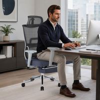 Chaise de bureau ergonomique à dossier haut inclinable, pivotante, pour la maison ou le bureau, avec appui-tête et repose-pieds réglables