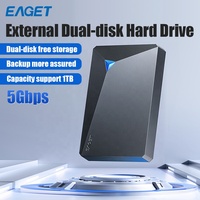 EAGET G20Pro Disque Dur Externe Antichoc 2,5 Pouces HDD Noir ABS Gris Disque Dur Externe 1 To USB 3.0 pour PC