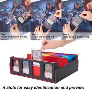   Boîte de rangement pour cartes à collectionner en cuir PU, 4 fenêtres, capacité de 3000+ cartes, boîte de rangement avec séparateurs, organisateur TCG CCG Yugioh - Product Image 3