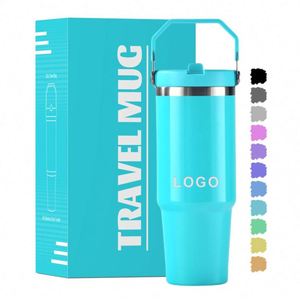 Custom Logo 40oz & 30oz Tumbler Double Wall Stainless Steel Vacuum <b>Insulated</b> Travel Coffee <b>Mug</b> With Handle & Leakproof Lid - Product Image 1