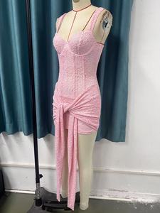 Moda <span class=keywords><strong>pizzo</strong></span> a doppio strato <span class=keywords><strong>con</strong></span> cinturini aderenti a lisca di pesce vestito Casual donna - Product Image 4