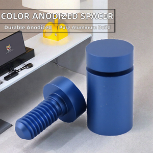 China Factory Custom Made Color Anodized Aluminium Glass Standoff <b>Spacer</b> Fully Threaded M10 Thread 25mm Length 6mm Thickness - Product Image 2