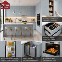 Meubles de cuisine de luxe en panneaux MDF mélaminés ignifuges, armoires sous évier, conception complète pour appartement