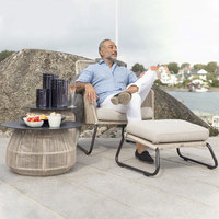 Balcon extérieur Tables et chaises de jardin Canapé en rotin Chaise Loisirs Chaise en rotin 3 pièces de meubles