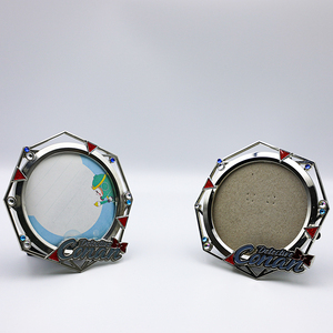 Metallic Geometry Round Photo Frame Soft Enamel Cute <b>Metal</b> Photo Frames Desk <b>Detective</b> Photo Frame with Crystal - Product Image 6