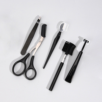 Kit de soin des sourcils professionnel 5 pièces, noir, rasoir à sourcils classique, ciseaux, pince à épiler