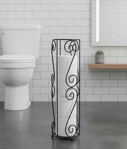 Porte-papier toilette autoportant en fer, design rectangulaire traditionnel, support de rangement de salle de bain à plusieurs niveaux - Product Image 2