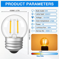 Lampe LED G40 longue durée 1W Source de lumière SMD avec verre en plastique transparent 220V CC pour la maison salon chambre