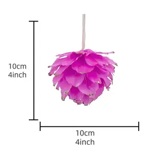 Newly Designed Handmade Crafts Wedding Decoration Artificial Pink Feather Flower Ball Car Hanging Ornaments For Christmas