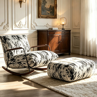Fauteuil à bascule moderne rembourré avec repose-pieds, chaise de relaxation de type traîneau pour salon et chambre à coucher