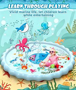 Alberca de Agua Inflable de PVC con Diseño Oceánico de 102.3 Pulgadas para Niños, Juegos Acuáticos de Verano para el Patio Trasero - Product Image 6