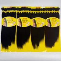 Paket Grosir Ombre Bundle untuk Rambut Manusia, Panjang 24 Inch, Lurus Halus, Rambut Sintetis Alami dengan Closure Frontal