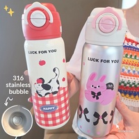 Vaso Infantil Aislado al Vacío de Acero Inoxidable 316 con Diseño Dopamina, con Pajita, Doble Uso (Beber y Tomar Directo), Portátil