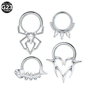 Anillo de titanio para la nariz Piercing Punk Pendientes Piercing para hombres y mujeres Joyería para el cuerpo Diseño de pez Septum Clicker Daith Lobe Ring - Product Image 1