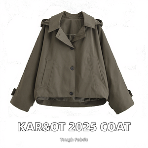 Veste décontractée en polyester respirant à manches longues et à capuche, style vintage 2026, à simple boutonnage, en tissu tissé 0548242 - Product Image 2