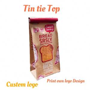 Sacs en papier kraft personnalisés avec logo pour boulangerie, biscuits et aliments, avec fermeture à lien métallique et fenêtre - Product Image 3
