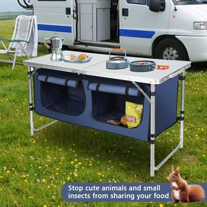 Portable Lightweight Aluminum Outdoor <strong>Table</strong> 3 Height Adjustable <strong>Camping</strong> <strong>Table</strong> <strong>Storage</strong> for Indoor Beach Picnic BBQ Hiking Blue - Product Image 6