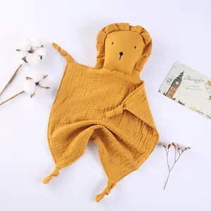 Manta de algodón orgánico de León de peluche, edredón de bebé, juguetes