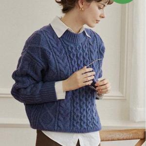 Trung Quốc Hàng Dệt Kim Nhà Máy Mùa Thu Mùa Đông Chunky Đan Len Pha Trộn <span class=keywords><strong>Irish</strong></span> Áo Len Tùy Chỉnh Mỹ Crewneck Cáp Đan Len Jumper Phụ Nữ - Product Image 2