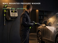 Nettoyeur haute pression mural 2000W, 150 bars, électrique, avec enrouleur de tuyau de 30m, arrêt automatique